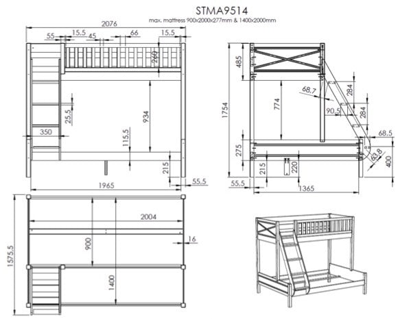 Vipack Scott Familiebed Wit