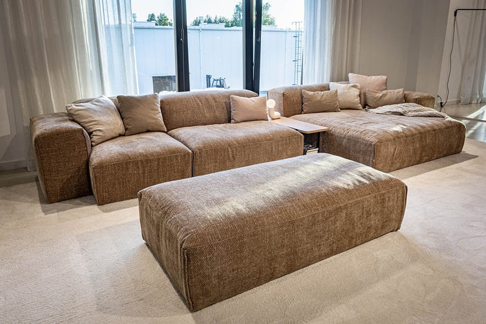 Sits Edda 3-Zits Bank + Chaise Longue Bruin en Salontafel