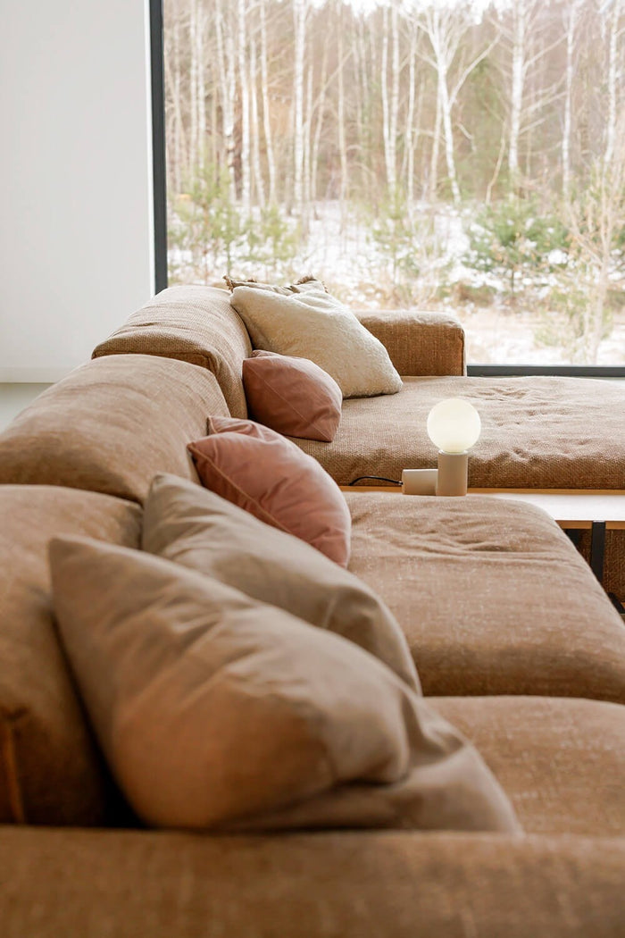 Sits Edda 3-Zits Bank + Chaise Longue Bruin en Salontafel