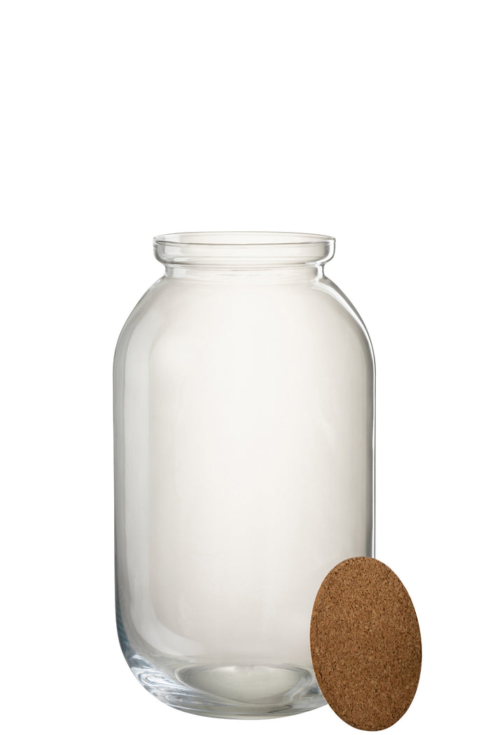 J-Line voorraadpot Roxy - glas|kurk - transparant - large