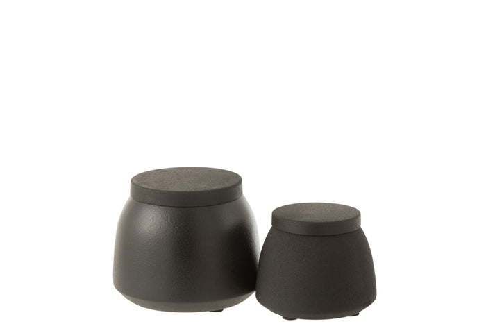 J-Line voorraadpot - metaal - blinkend zwart - large