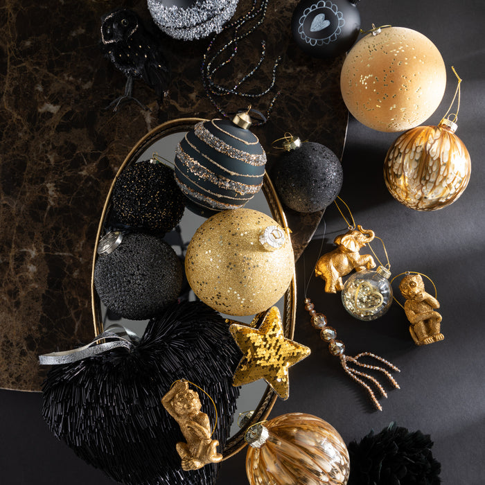 J-Line Kerstboomhangers met parels - kuntstof - goud - S - 3x