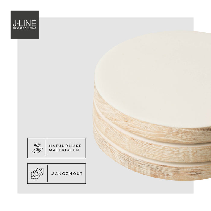 J-Line onderzetter Mango - kunststof - grijs - 4 stuks