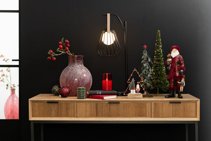 J-Line Kerstboom - hout - rood & groen - 92 cm - LED - 2 stuks
