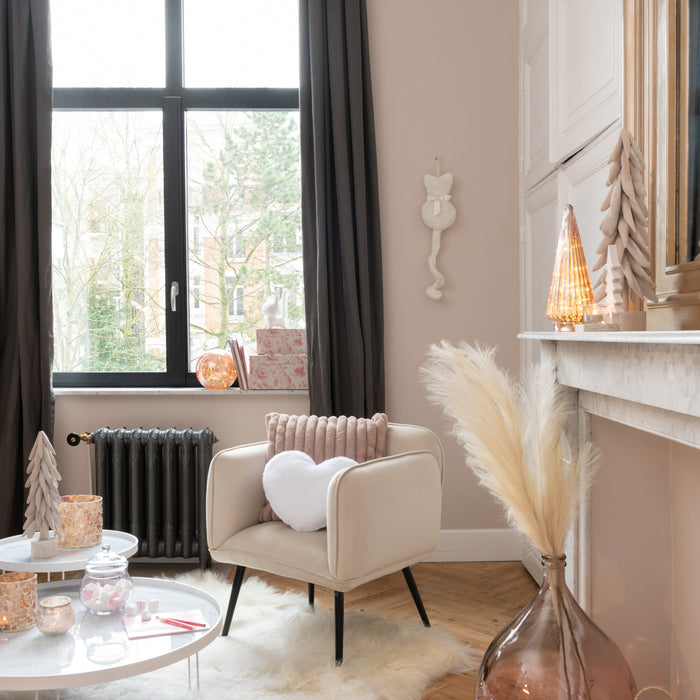 J-Line vaas Fles Terra - glas - roze - small - Ø 18 cm