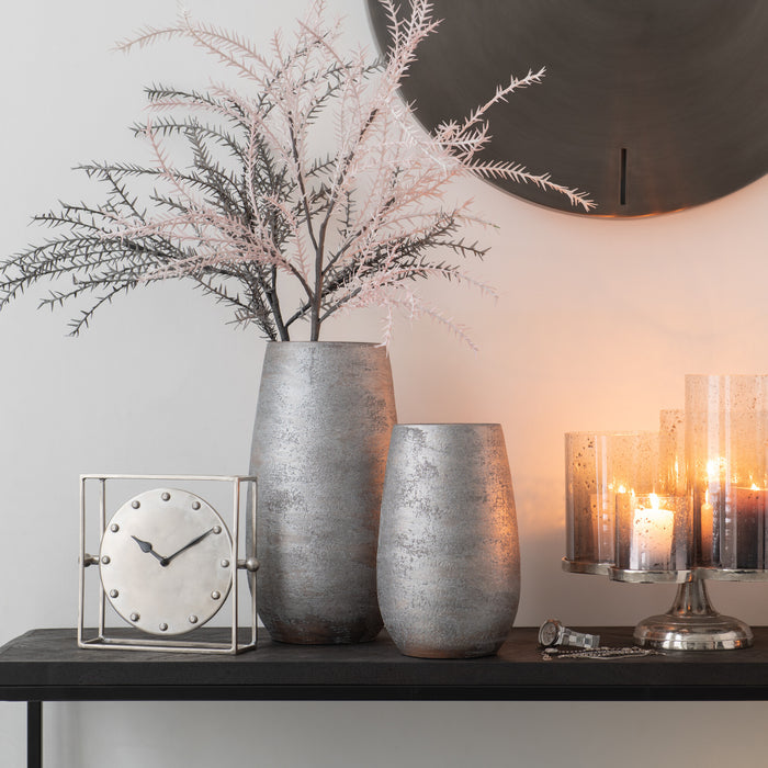 J-Line vaas Oneffen Ruw - keramiek - zilver - small - 31 cm