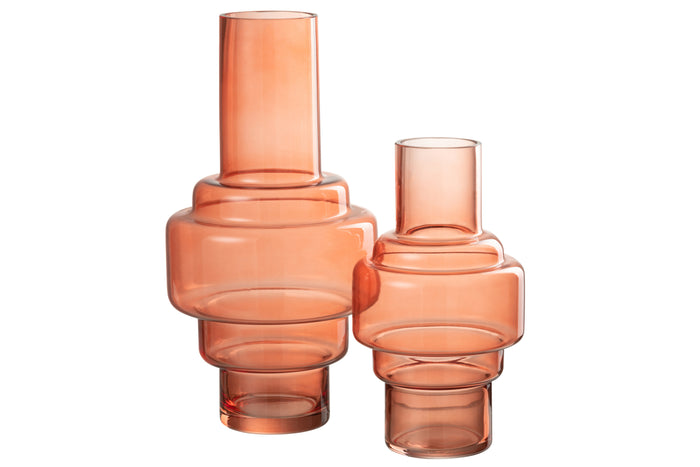 J-Line vaas Trappen - glas - rood - large - 35.5 cm hoog