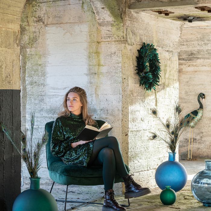 J-Line vaas Bal - glas - groen - small - Ø 16 cm