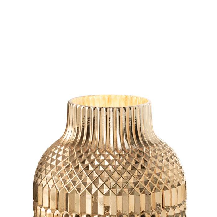 J-Line vaas Ari - glas - goud - small - 17.50 cm hoog