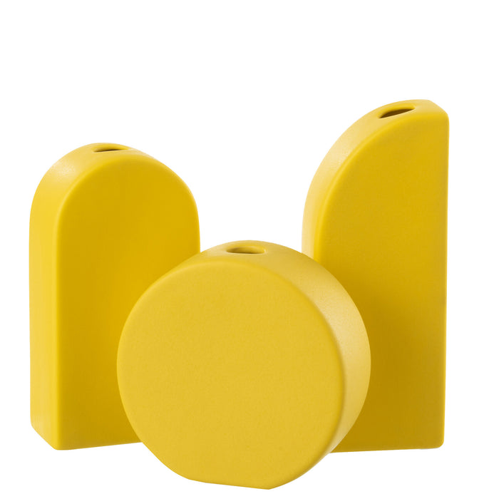 J-Line Set 3 Vaas Mykonos Porselein Oker