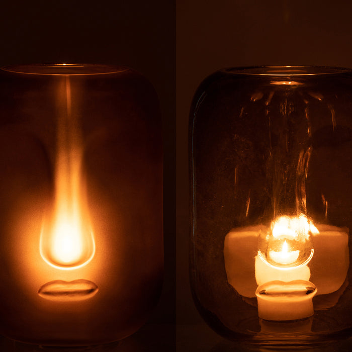 J-Line Vaas Gezicht Glas Bruin Large Assortiment Van Twee