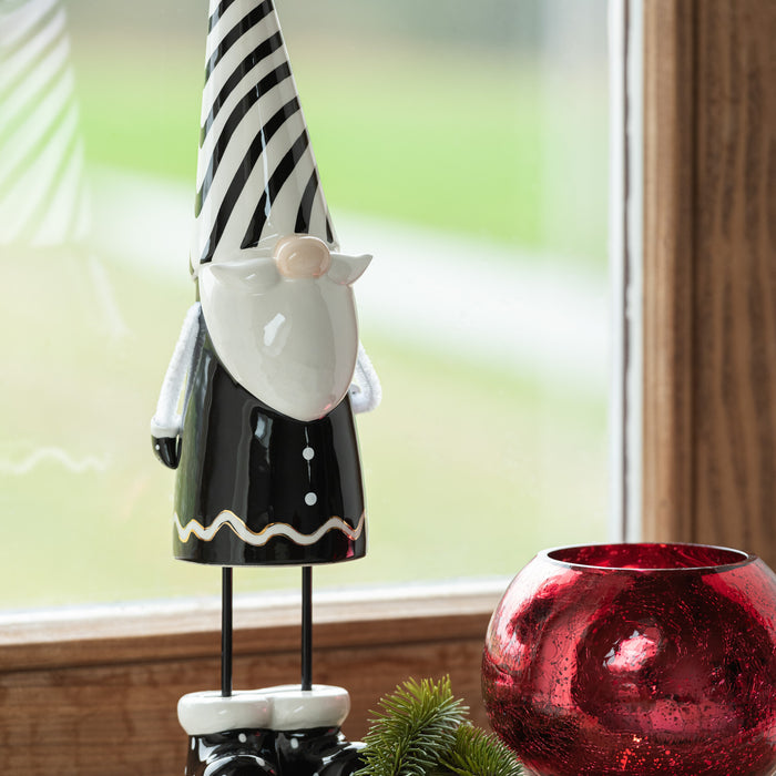 J-Line Windlicht Bol Craquele Glas Blinkend Rood Medium