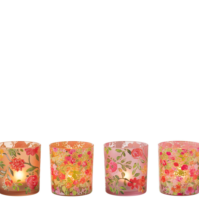 J-Line Windlicht Bloem Glas Mix Small Assortiment Van 4