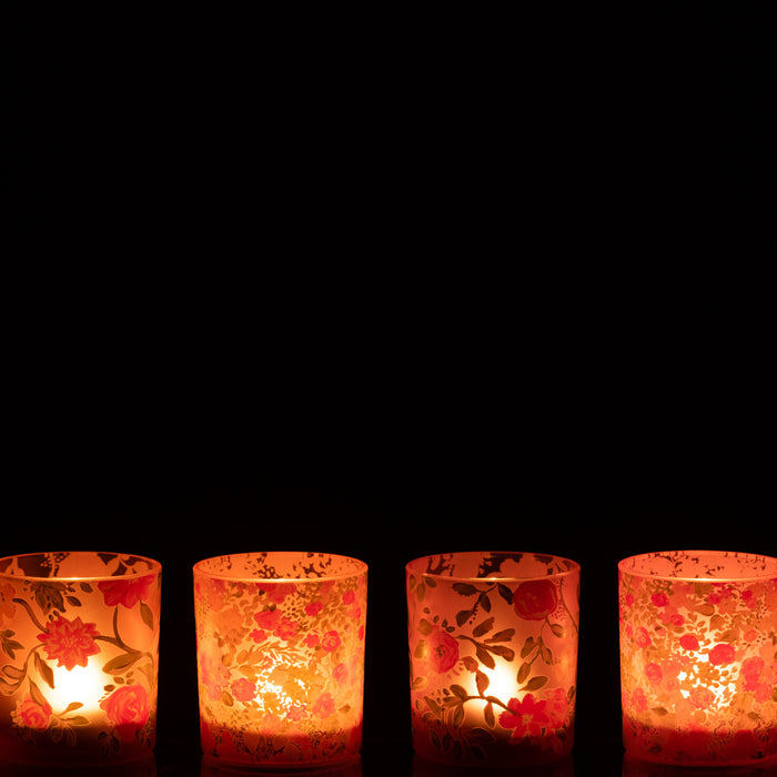 J-Line Windlicht Bloem Glas Mix Small Assortiment Van 4