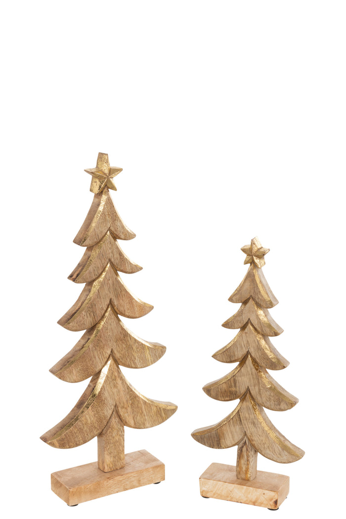 J-Line decoratie Kerstboom - hout - goud - large