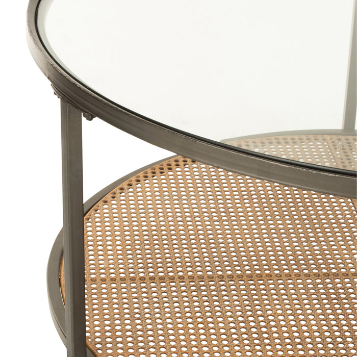 J-Line Salontafel Rond Metaal|Glas Zwart|Naturel