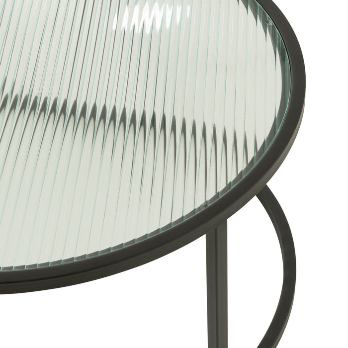 J-Line Set Van 2 Salontafel Rond Metaal|Glas Zwart