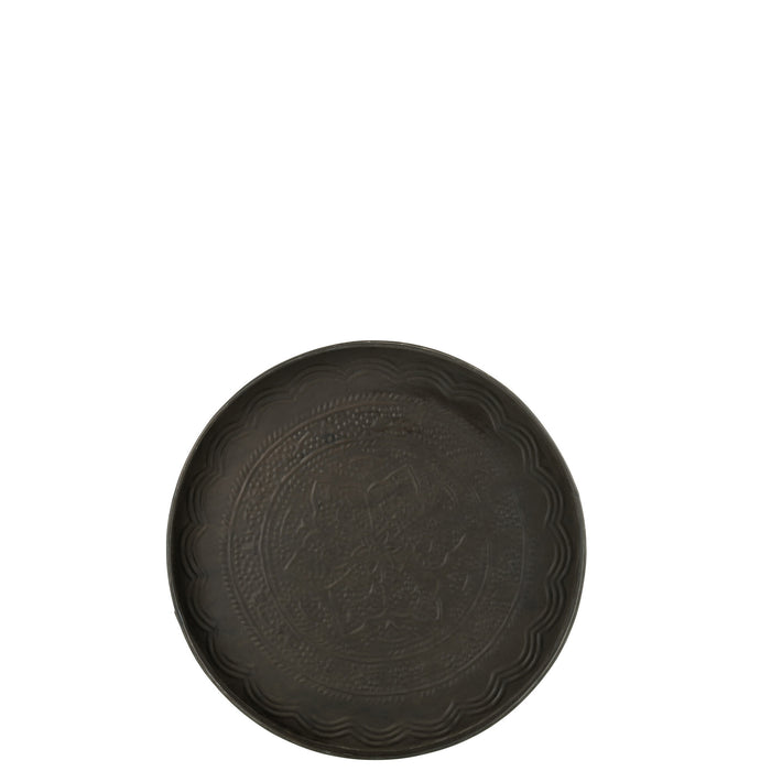 J-Line Plateau Rond Klassiek Ijzer Zwart Mat Small