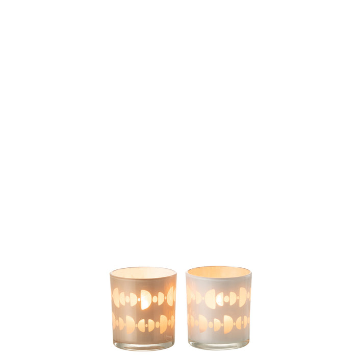 J-Line Theelichthouder Halve Maan Glas Mix Small Assortiment Van 2