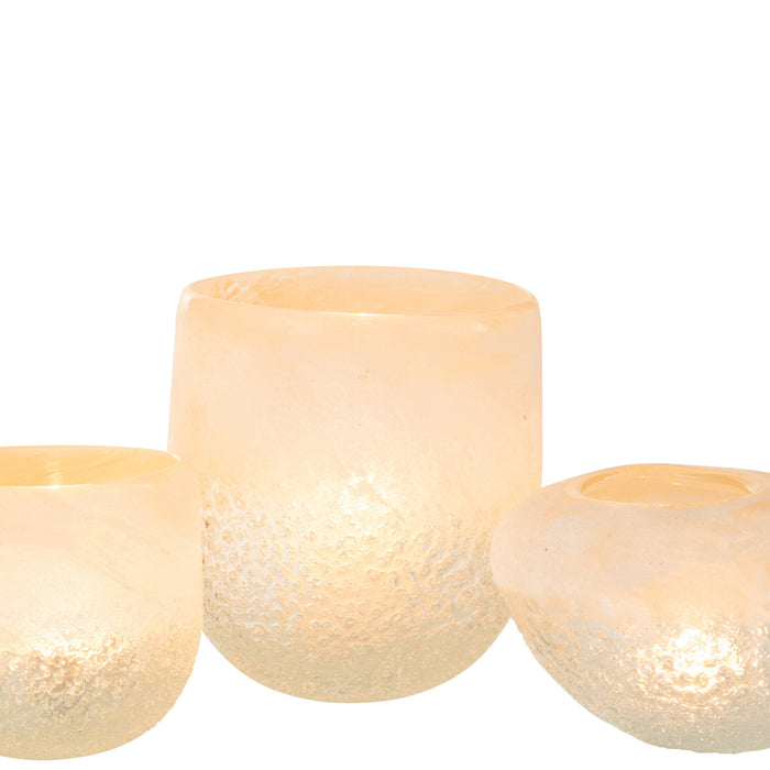 J-Line Windlicht Glas Beige Large