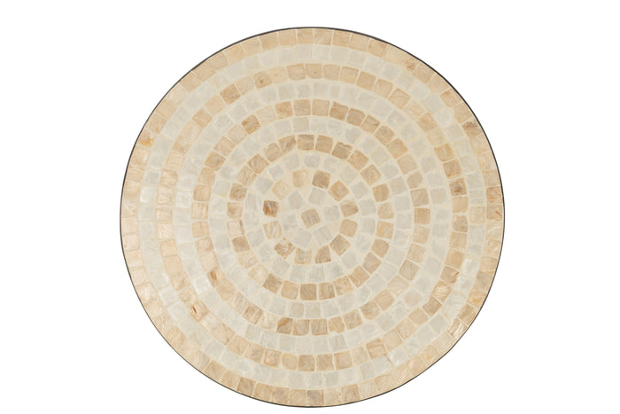 J-Line decoratie Dienblad Rond Schelpen - karton - beige