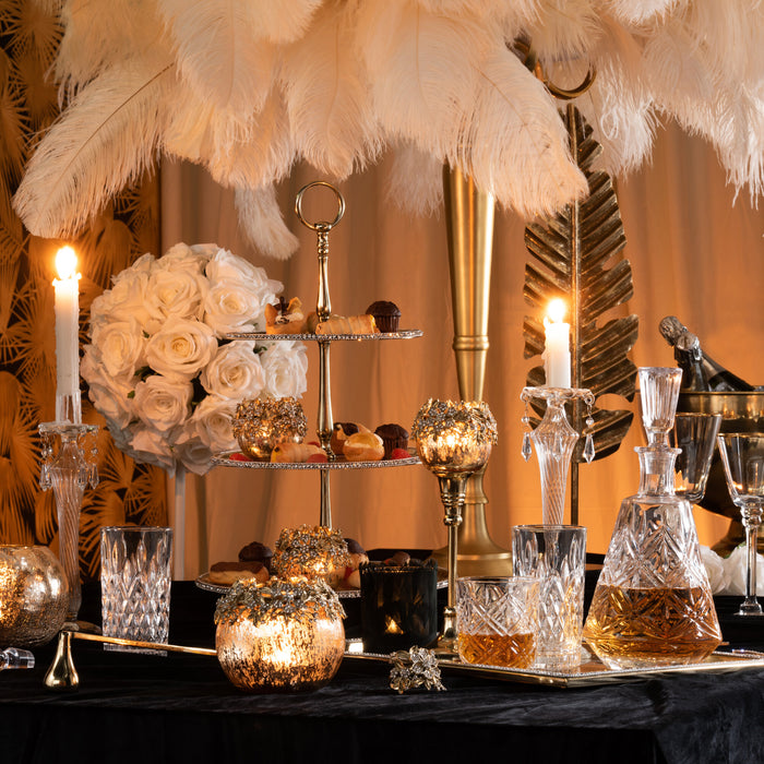 J-Line glas witte wijn Rand - glas - transparant|goud - 6 stuks