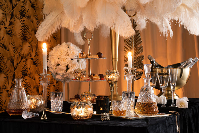 J-Line wijnglas Rand - rode wijn - glas - transparant|goud - 6 stuks