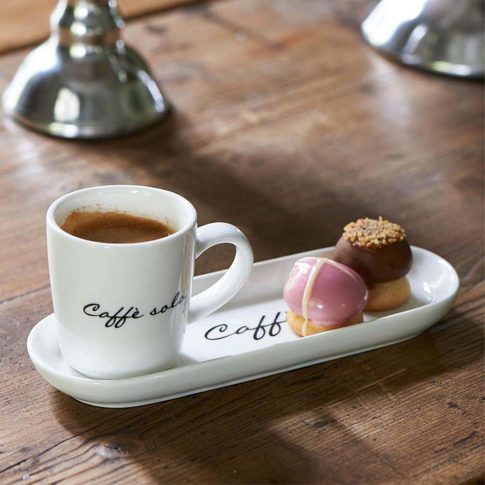 Riviera Maison Kop-en schotel, koffiemok met tekst 85 ml - Caffè Solo