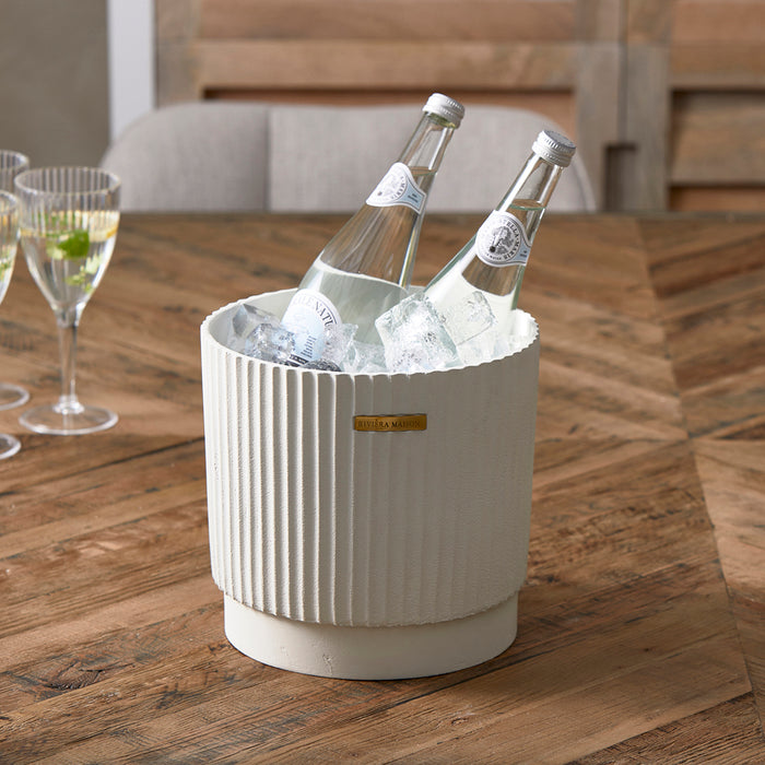 Riviera Maison wijnkoeler mat met ribbel - 5.6L - Myrtos Beach - Wit