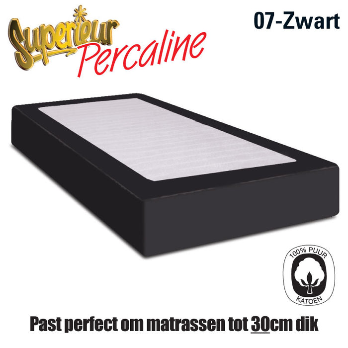 Superieur Zwart Percaline Katoenen Hoeslaken 180x220cm