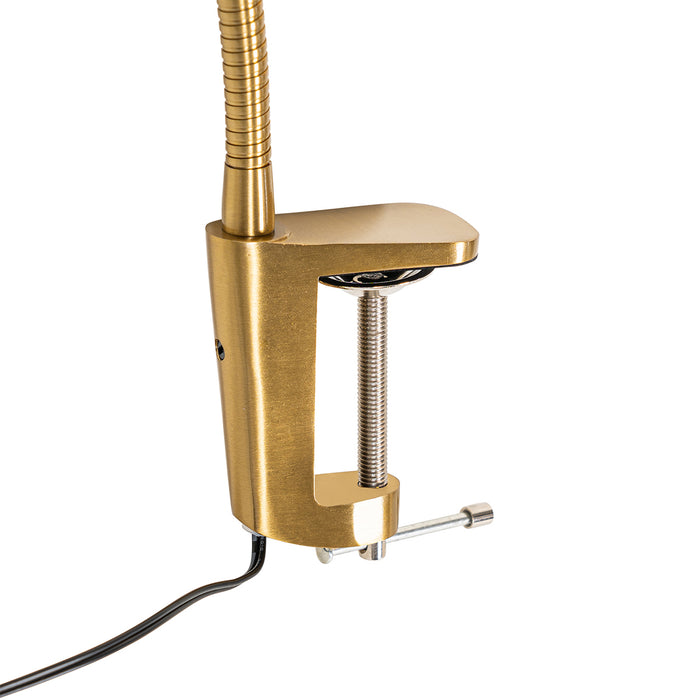 QAZQA Klem bureaulamp messing incl. LED met touch dimmer - Lionard