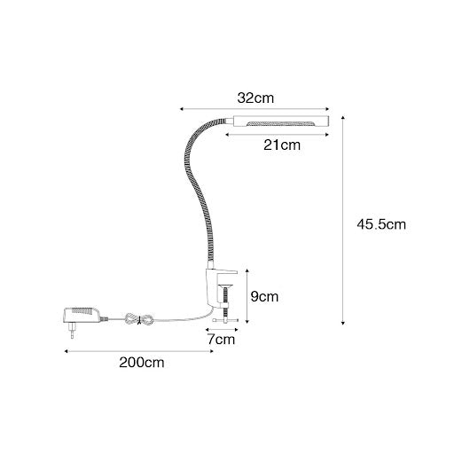 QAZQA Klem bureaulamp zwart incl. LED met touch dimmer - Lionard