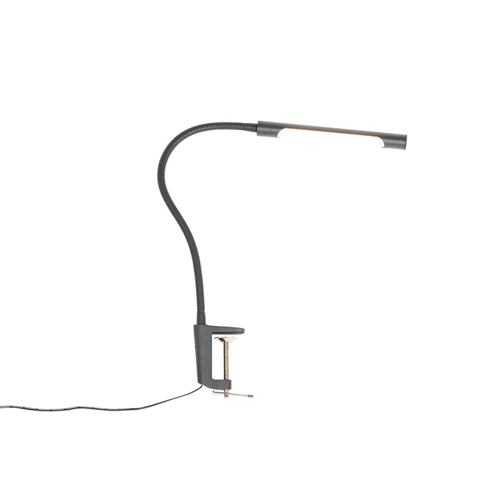 QAZQA Klem bureaulamp zwart incl. LED met touch dimmer - Lionard