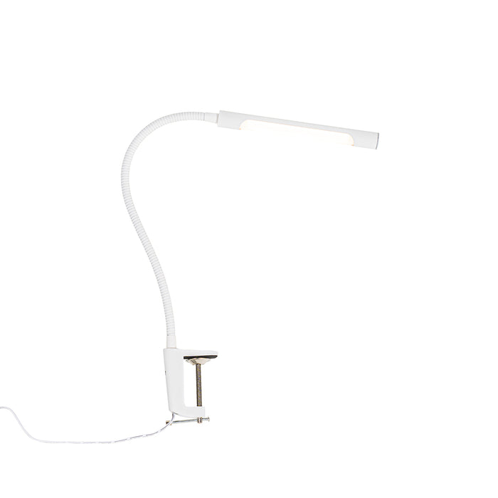 QAZQA Klem bureaulamp wit incl. LED met touch dimmer - Lionard
