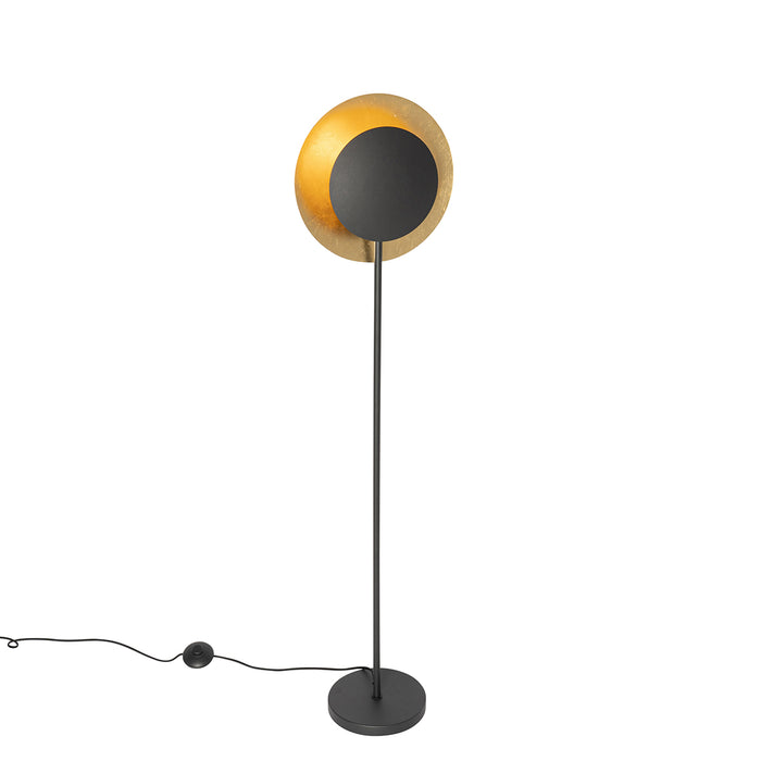 QAZQA Art Deco vloerlamp zwart met goud - Emilienne