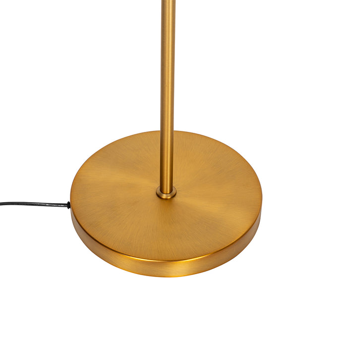 QAZQA Vloerlamp brons met wit plisse kap en verstelbare arm - Ladas