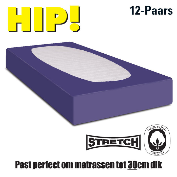 Hoeslaken Hip Jersey katoenen Paars Hoeslaken 200x200|220cm
