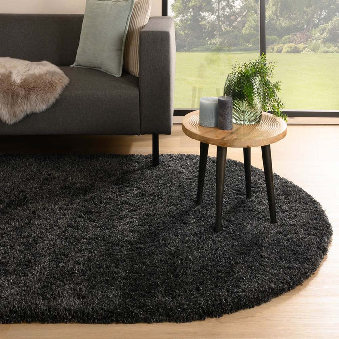 Tapeso Ovaal hoogpolig vloerkleed - Cozy Shaggy - antraciet - 120x180