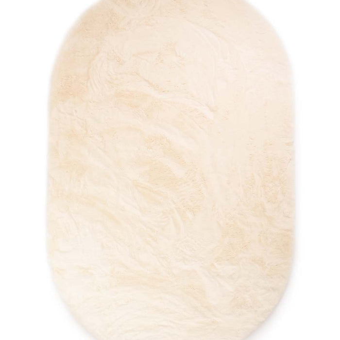Tapeso Ovaal hoogpolig vloerkleed - Comfy plus - crème - 150x240 cm