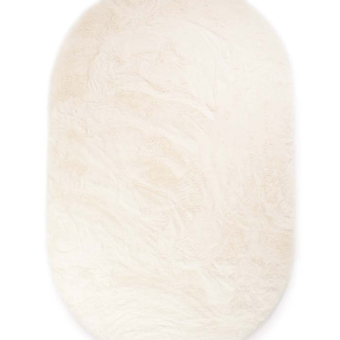 Tapeso Ovaal hoogpolig vloerkleed - Comfy plus - wit - 120x180 cm