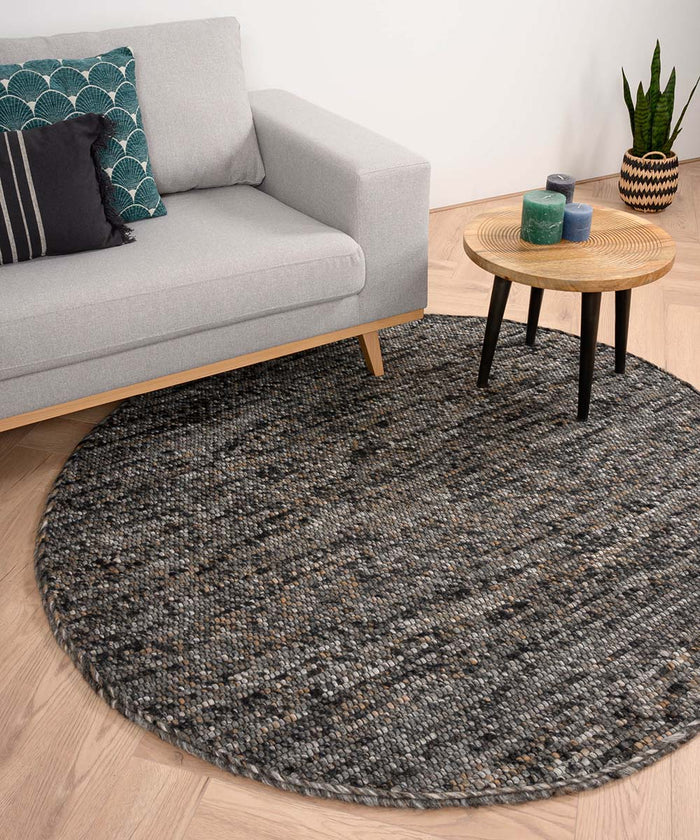 Nordic Weavers Rond wollen vloerkleed Lett - grijs|bruin - 300 cm