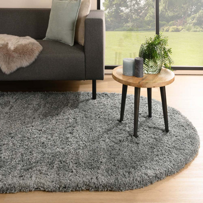 Tapeso Ovaal hoogpolig vloerkleed - Cozy Shaggy - grijs - 300x400 cm