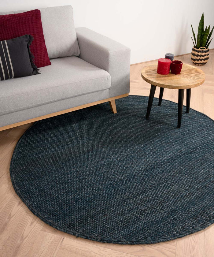 Nordic Weavers Rond wollen vloerkleed Lett - petrol - 250 cm