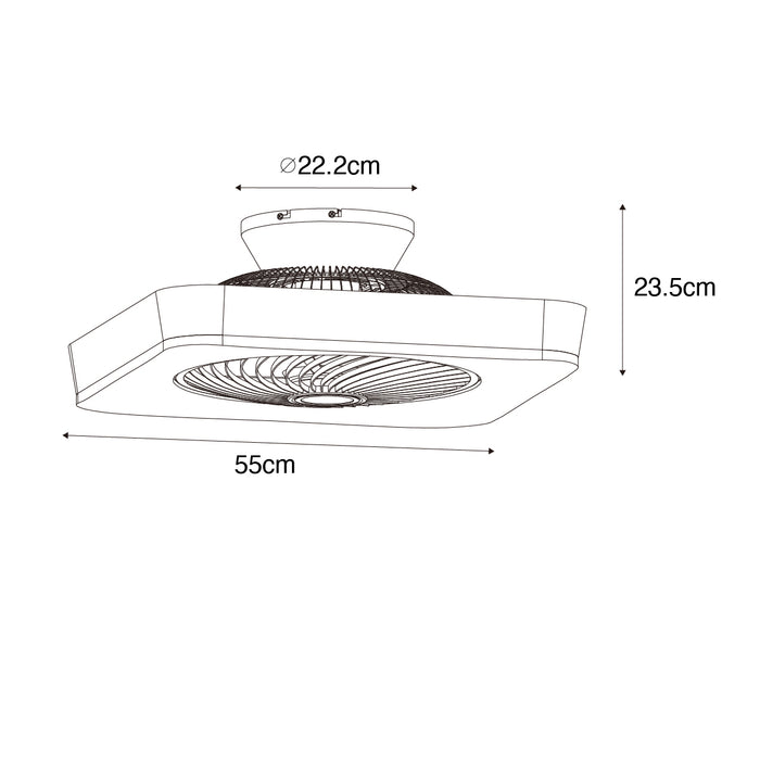 QAZQA Smart plafondventilator vierkant zwart incl. LED dimbaar -