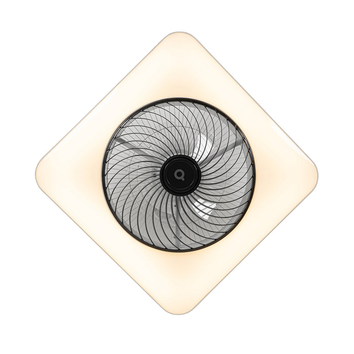 QAZQA Smart plafondventilator vierkant zwart incl. LED dimbaar -