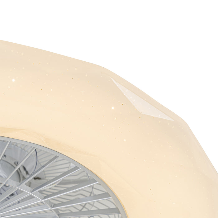 QAZQA Smart plafondventilator zilver incl. LED met ster effect