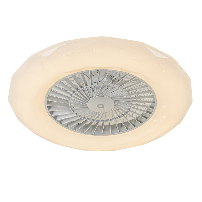 QAZQA Smart plafondventilator zilver incl. LED met ster effect