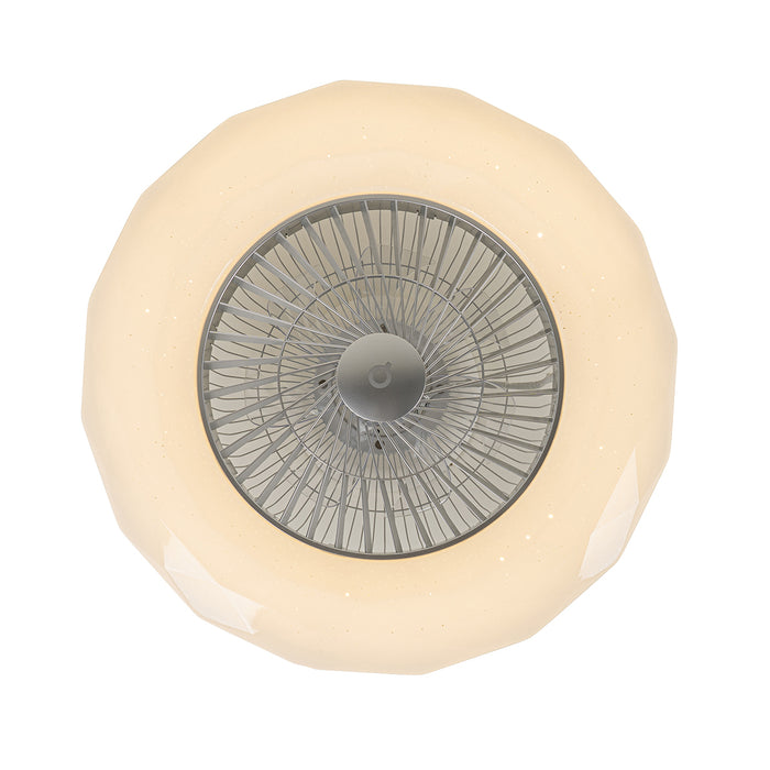 QAZQA Smart plafondventilator zilver incl. LED met ster effect