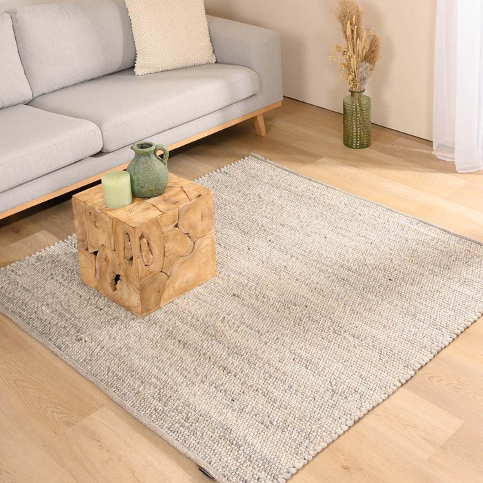 Nordic Weavers Wollen vloerkleed vierkant - Lett lichtgrijs - 200x200