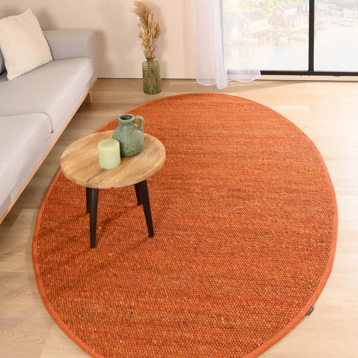Nordic Weavers Wollen vloerkleed ovaal - Lett cognac - 122x183 cm